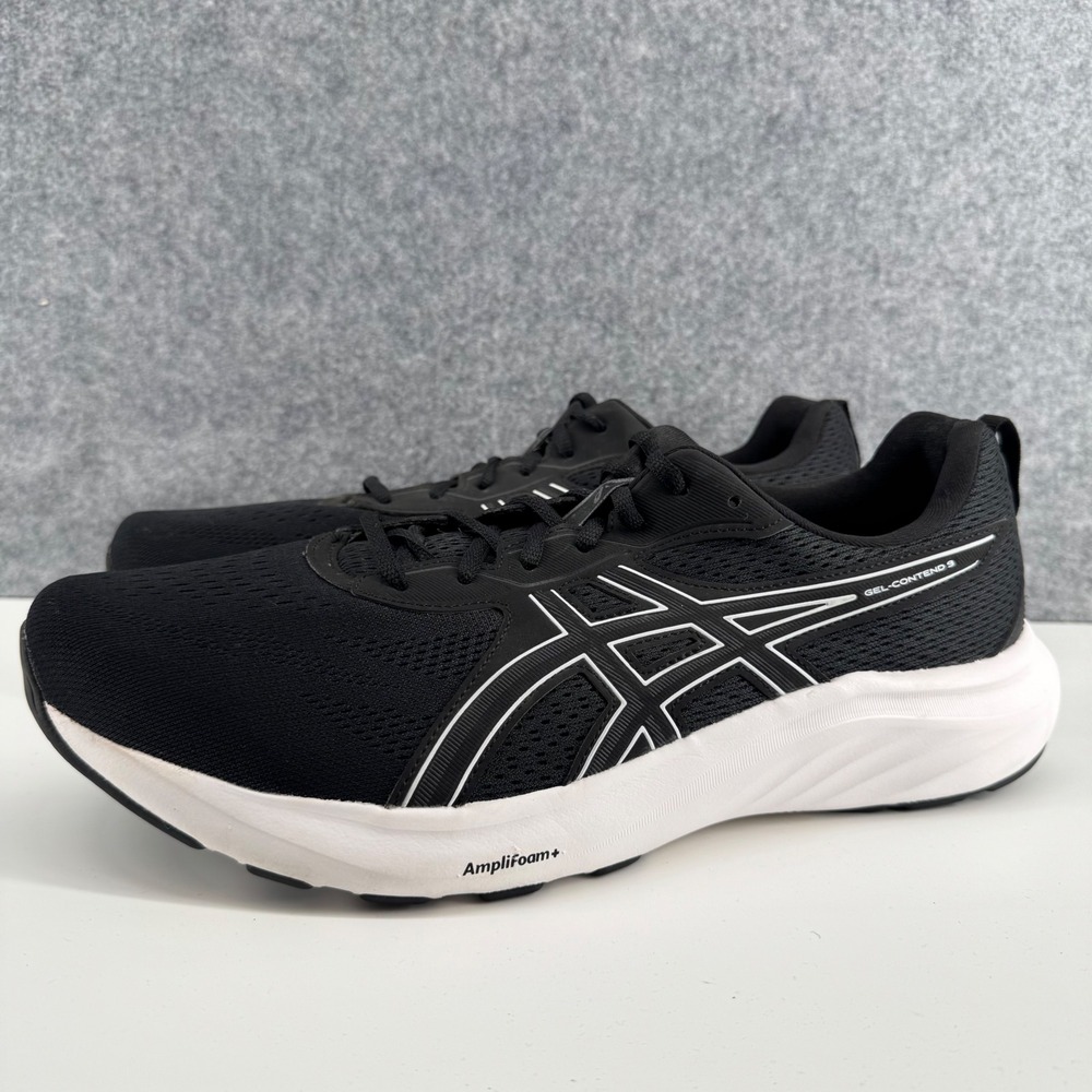 ASICS Gel-Contend 9 Running Shoes Mens 13 Extra Wide Black White 1011B882